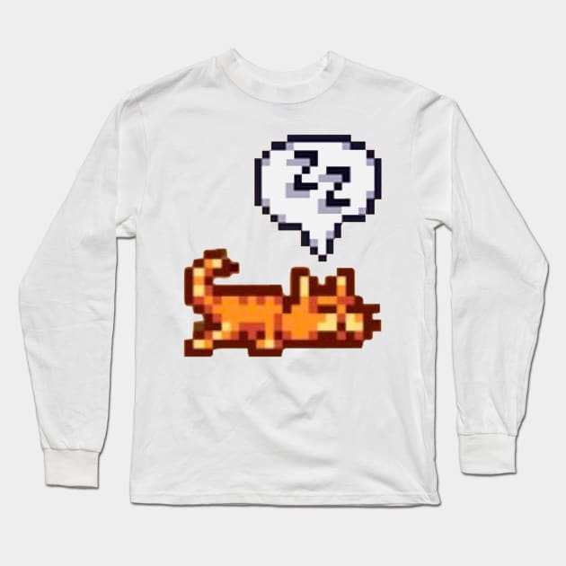 Stardew Valley Sleeping Cat (Sploot) Long Sleeve T-Shirt by r9440